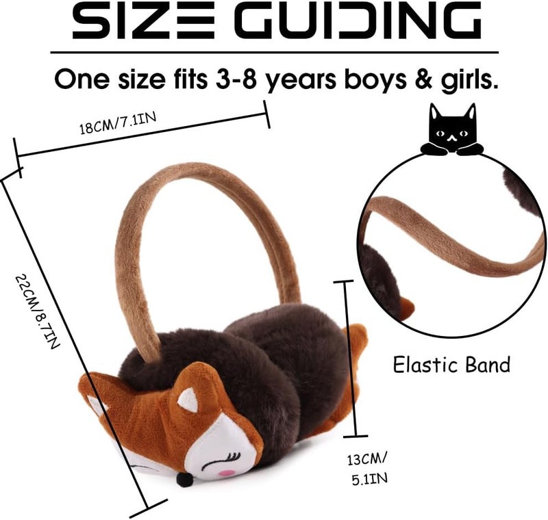 Peecabe Winter Kids Earmuffs Warm Girl Ear Muffs For Toddler Kid Children Earmuff with Cat Ears Girls Ear Warmer (Coffee Fox) - Image 5